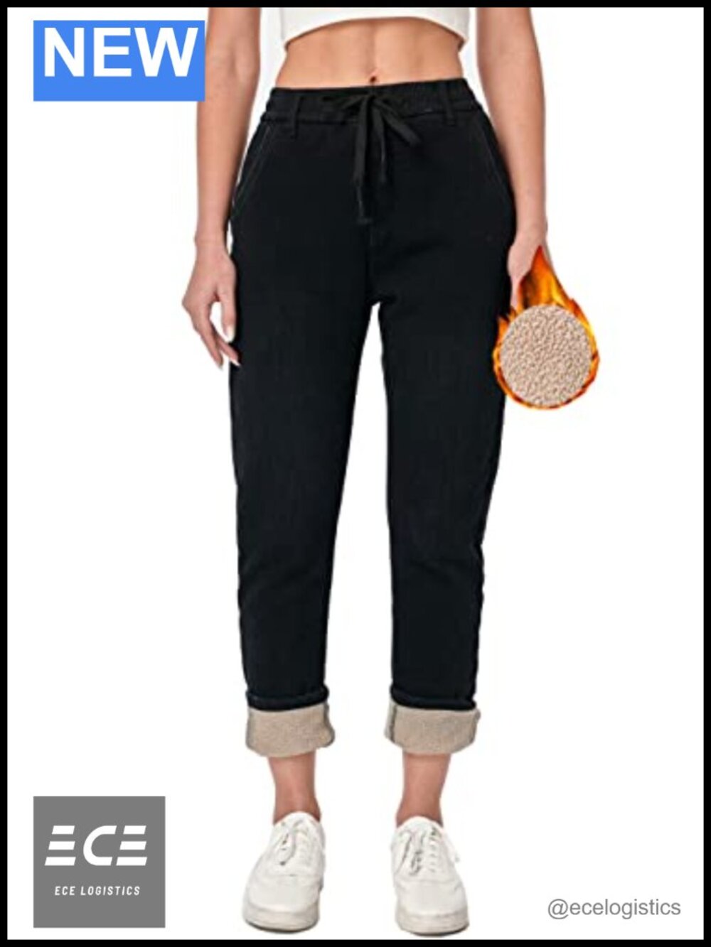 Women's Sherpa Fleece Lined Thermal Winter Jeans Warm Denim Jogger